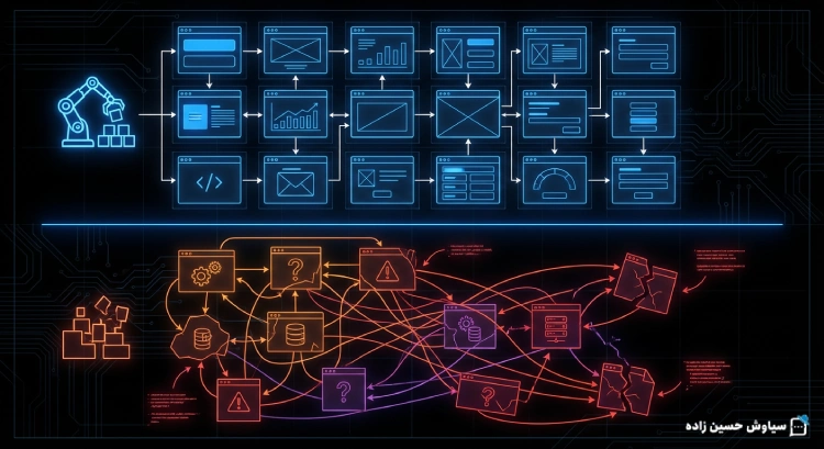 طراحی سایت با AI شاید اولش ۲ دقیقه طول بکشه، ولی Maintenance اون ممکنه چند سال عمرتون رو هدر بده